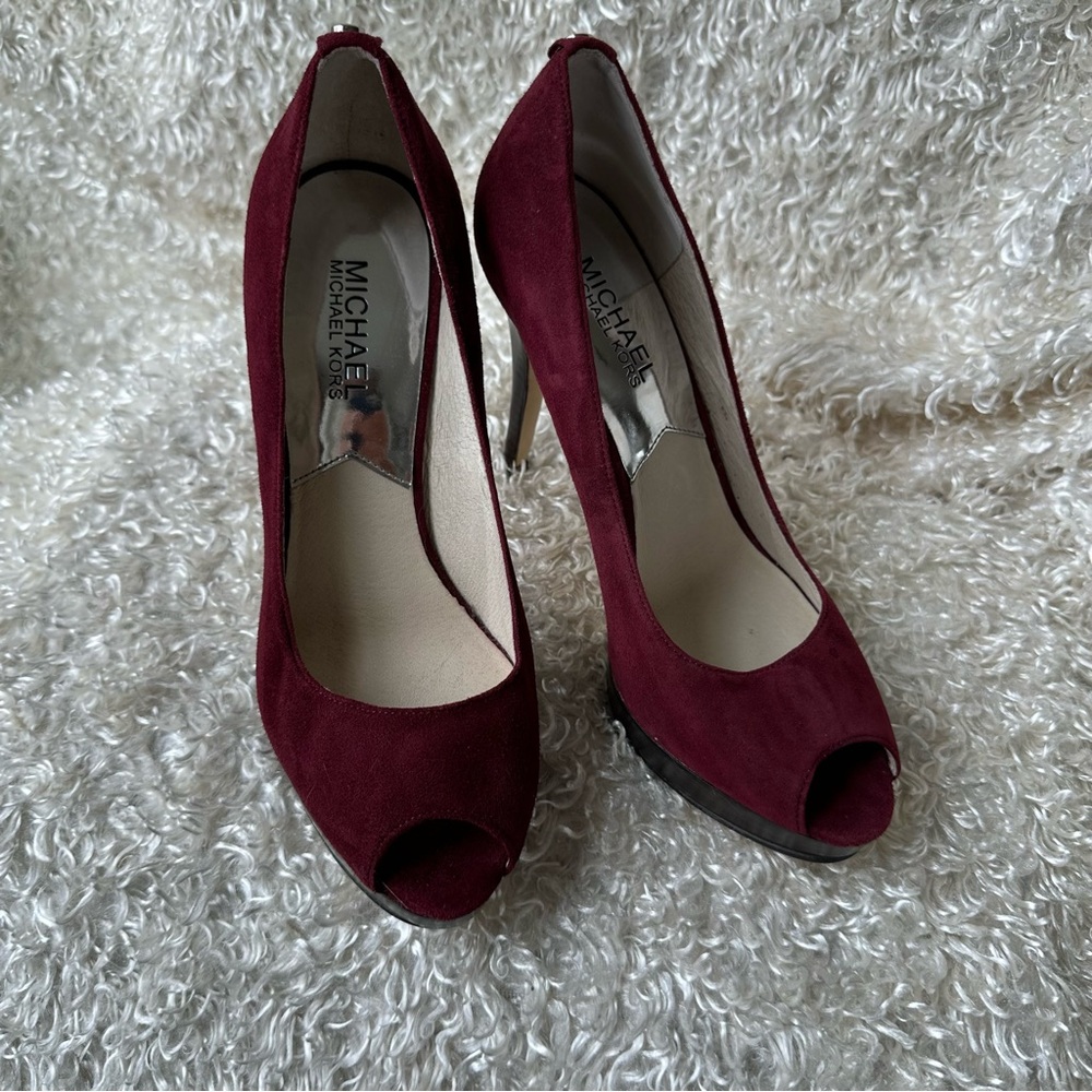 Michael Kors Dark Red Peep Toe Heels